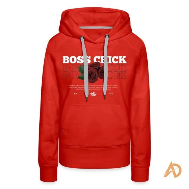 Red Empowerment Hoodie by Hustle Culture featuring the words Boss’s Chuck