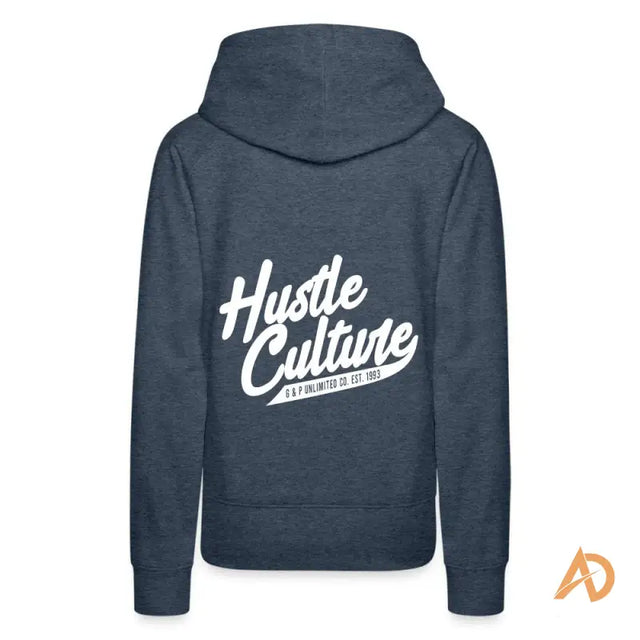 Navy Empowerment Hoodie By Hustle Culture featuring white text, exclusive offering