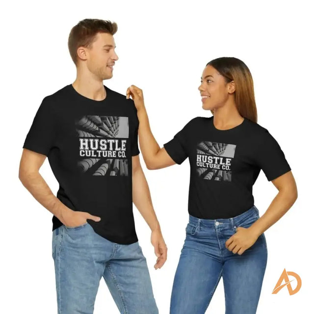 Couple in black Futuristic Streetwear Tee from Hustle Culture by Andreas Sturmfels