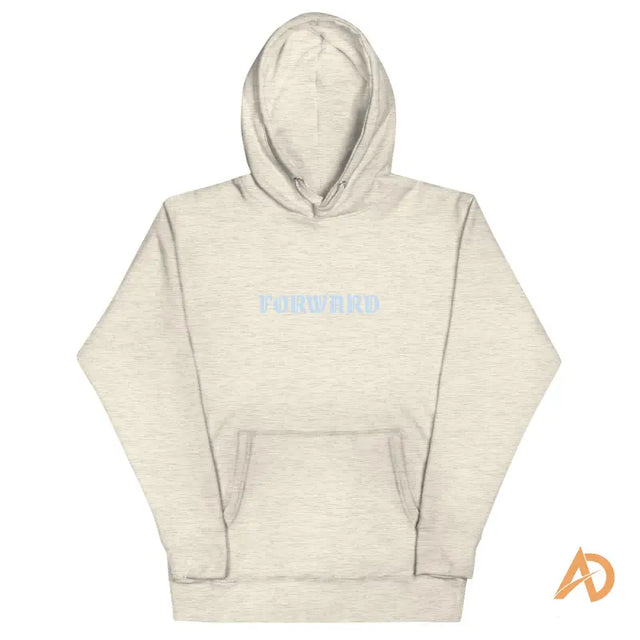 Cream-colored Galaxy Forward Hoodie with light blue Forward text