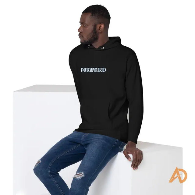 Black Galaxy Forward Hoodie with white Forward text on cotton