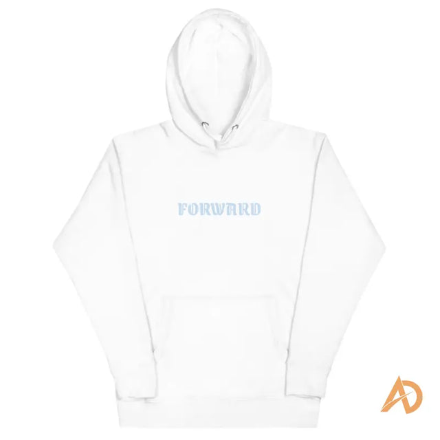 Galaxy Forward Hoodie in white with light blue Forward text
