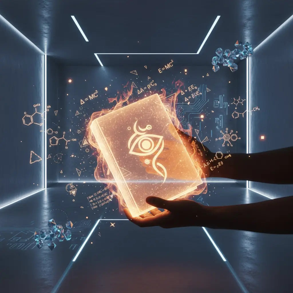 Glowing holographic tablet with eye symbol in Avodah Dynamics article