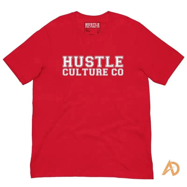 Red Varsity T-shirt by Hustle Culture in ring-spun cotton, featuring hustle culture varsity design