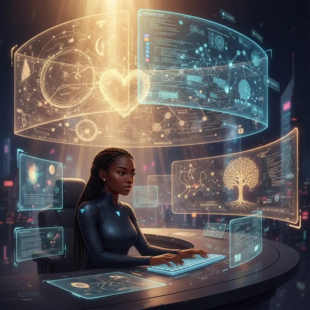 Futuristic holographic heart keyboard in Christian lifestyle brand article