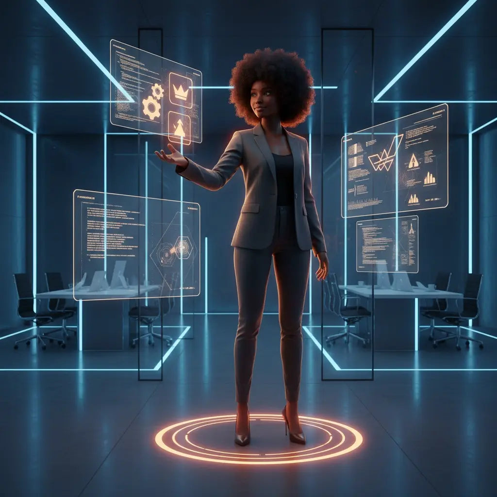 Gen Z leaders holographic interface for Christian coaching vision