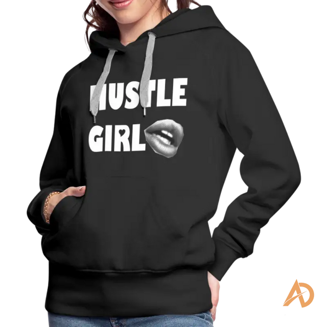 Black Hustle Girl Hoodie features empowering text for the modern woman embracing hustle culture