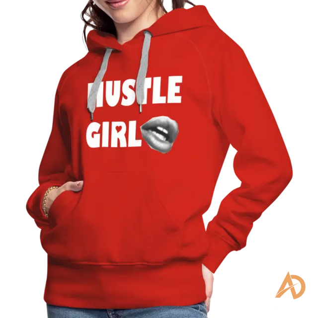 Empowering girl hoodie featuring Hustle Girl text and lip design for modern women