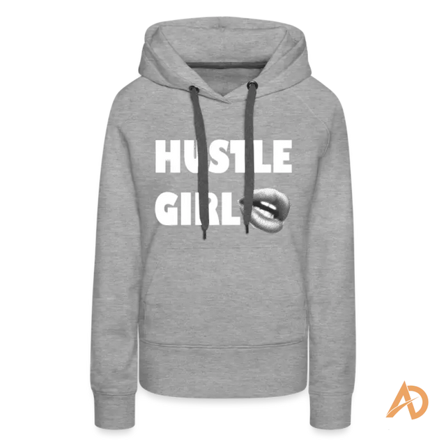 Grey Hustle Girl Hoodie featuring empowering design for the modern woman