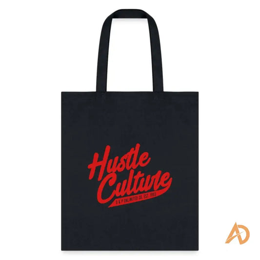 Black tote bag with the words Hate Culture, perfect for personal goodies and bright canvas grocery