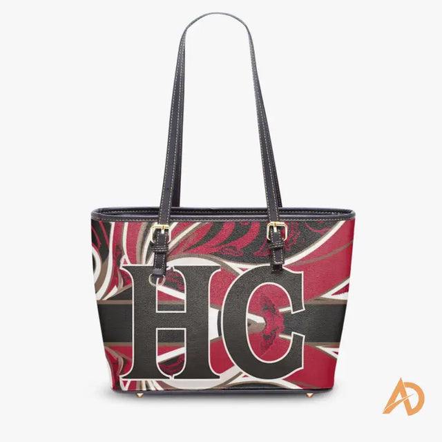 Red and black patterned Hustle Culture Paisley Large Tote Bag with leather straps