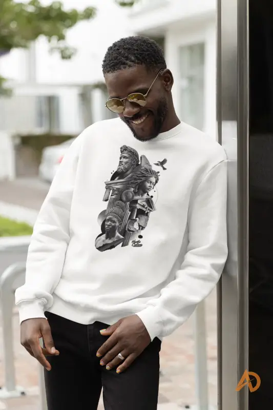 White Kingdom Come Sweatshirt by Hustle Culture co in organic cotton with artistic graphic design