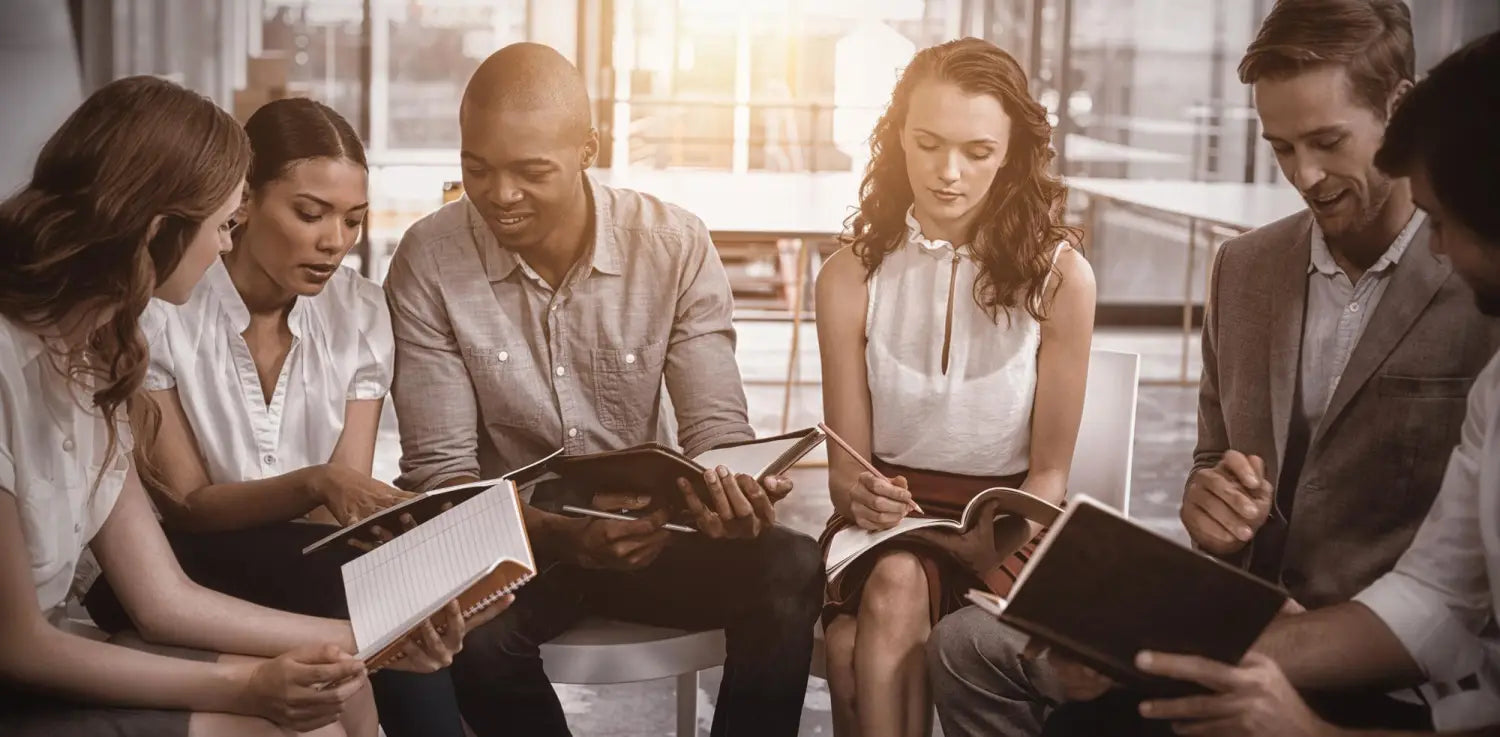 Leather-bound journal with gold lettering for Christian entrepreneurs