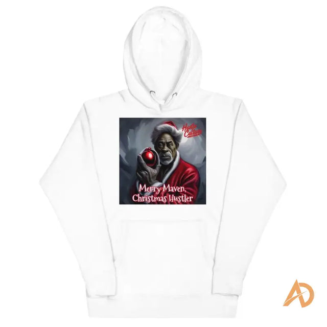 Merry Maven Christmas Hustler Unisex Hoodie by Hustle Culture with horror-themed design