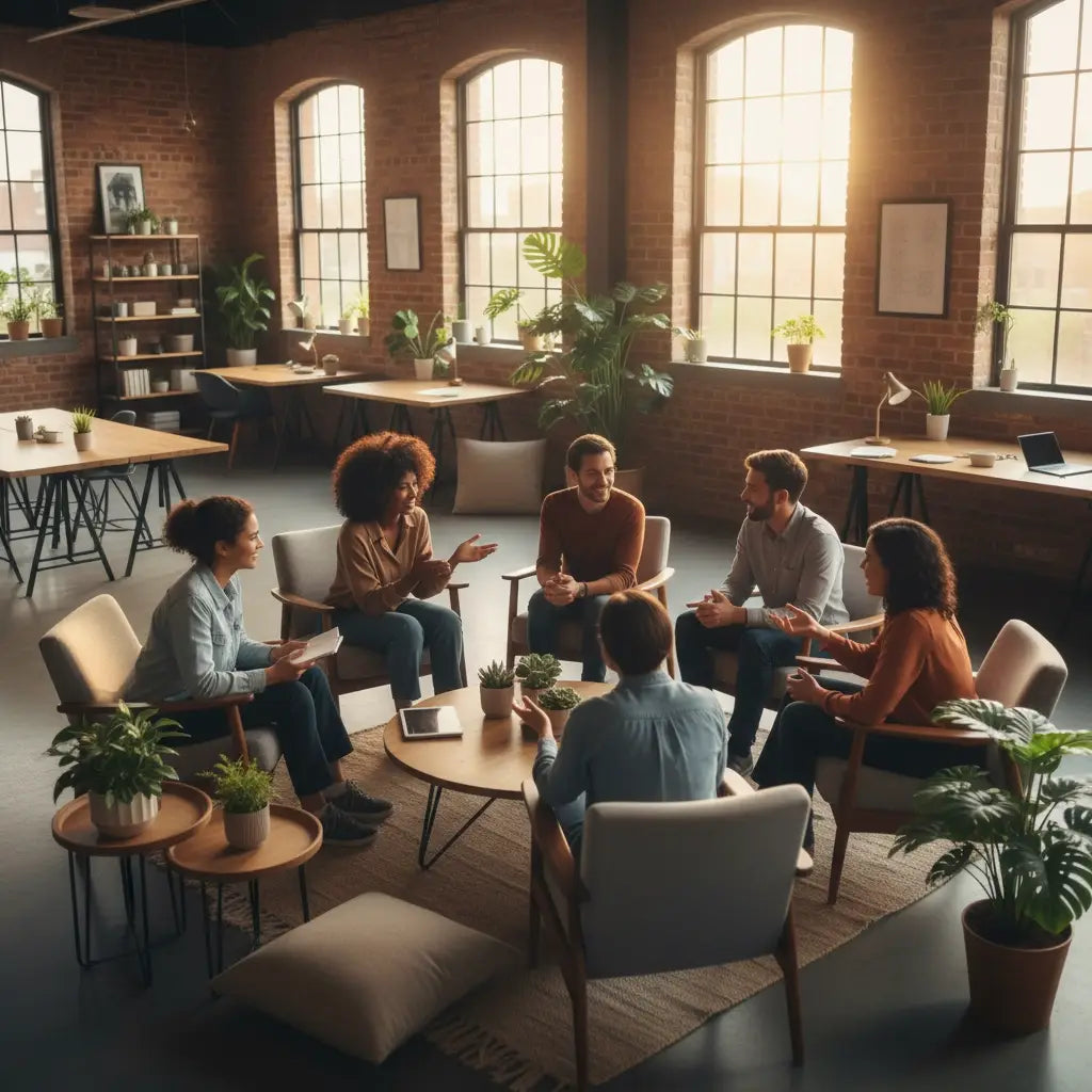 Modern gray armchair aiding faith-based burnout relief via Avodah Dynamics