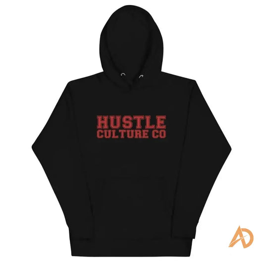 Modern Hustle Culture Varsity Hoodie in black and red, embodying hustle culture style