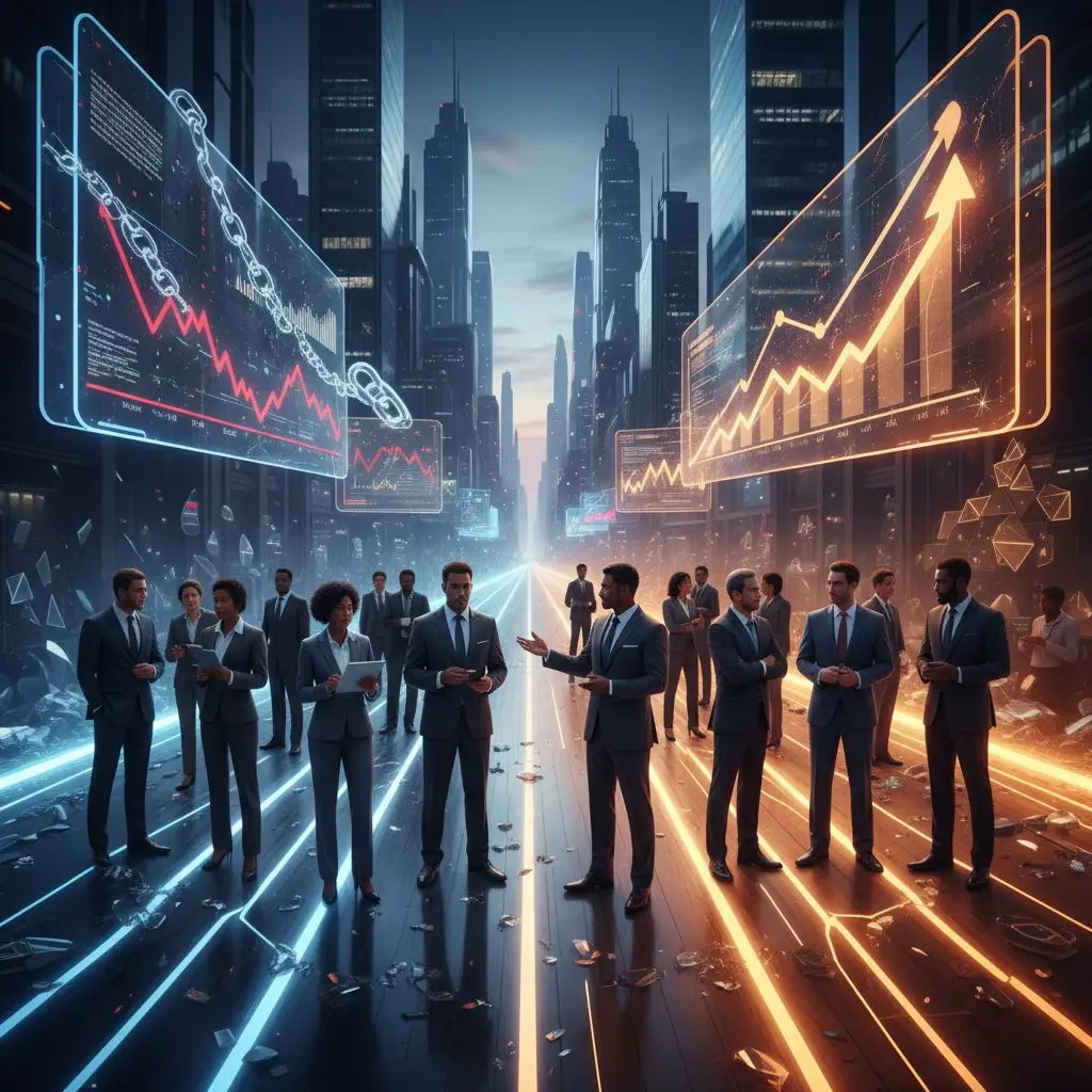 Glowing neon orange arrow sign guiding faith-driven leaders through integrity recession