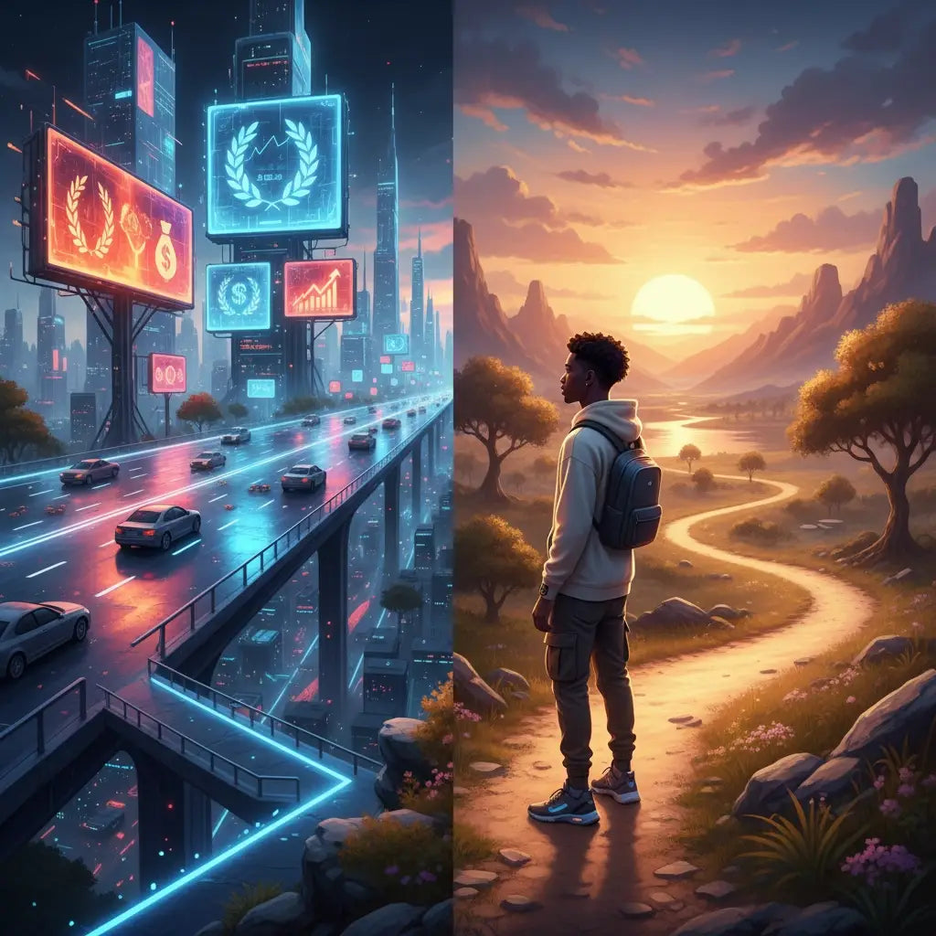 Avodah Dynamics neon billboard with vibrant Christian lifestyle coaching icons