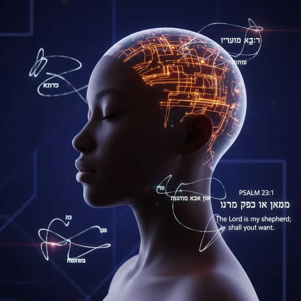 Neon skull with circuitry symbolizing transformed thought patterns via God’s Word