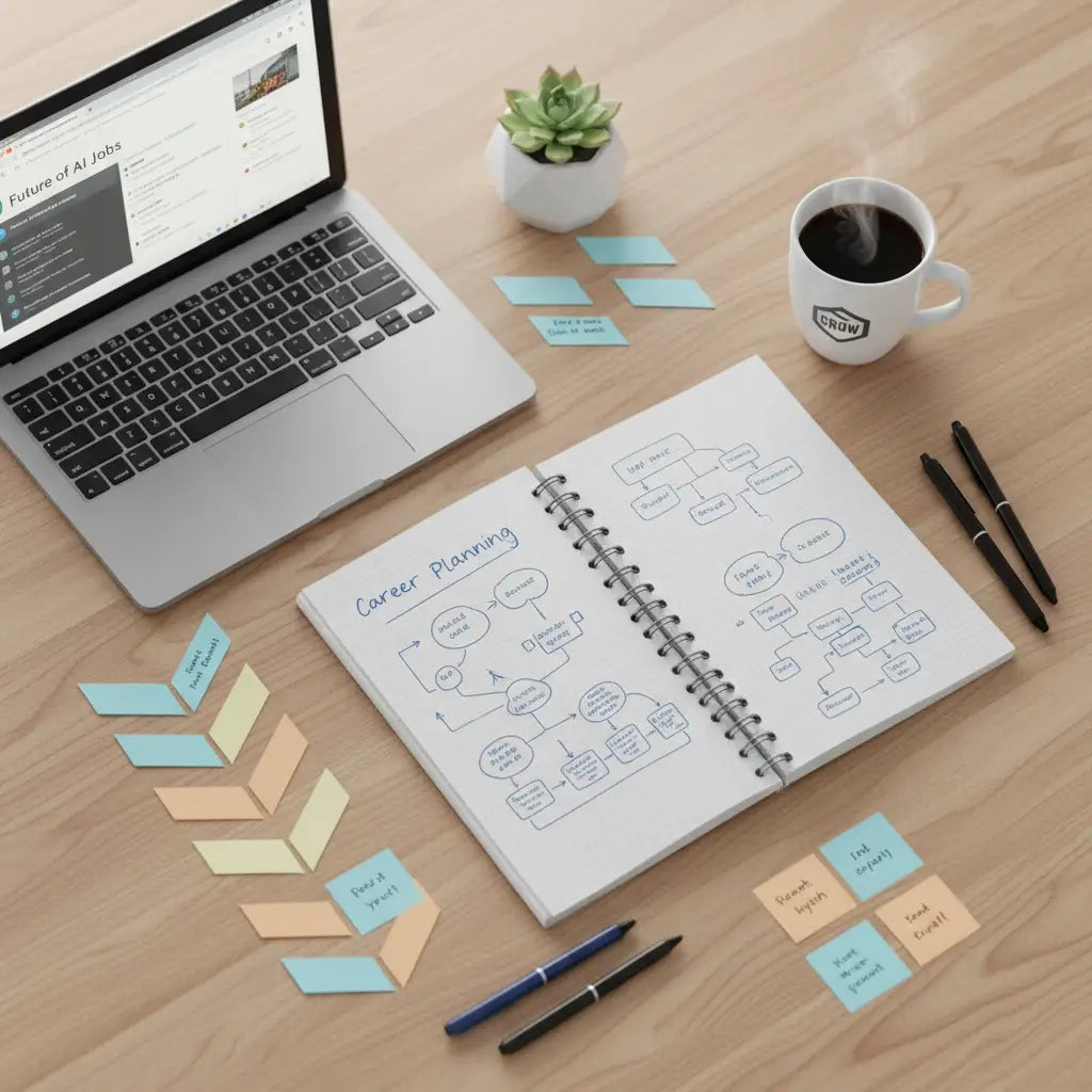 Open spiral-bound notebook with Career Planning on left page, inspiring a purpose-driven career beyond accounting jobs