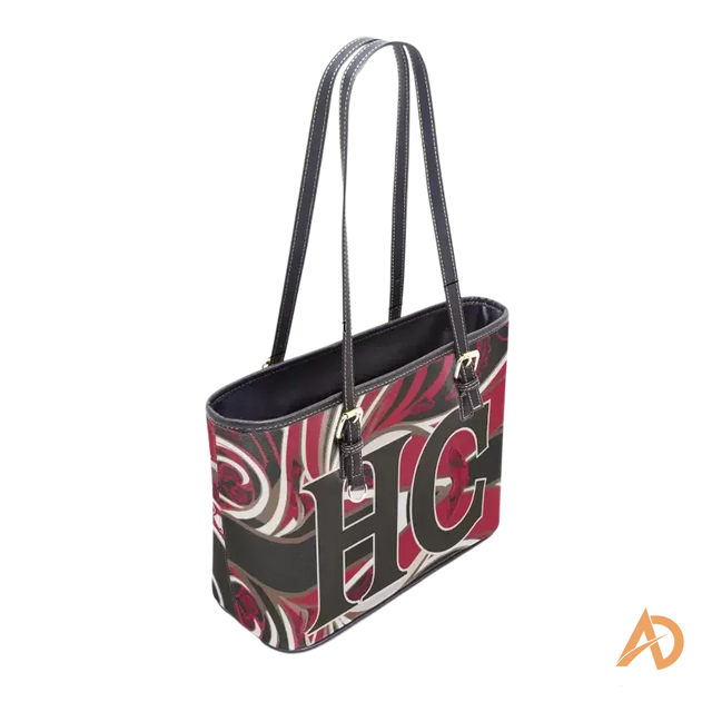 Paisley Large Leather Tote Bag in Black and Red - Avodah Dynamics