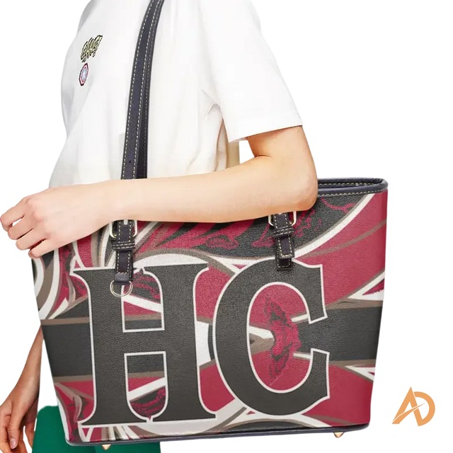Paisley Large Leather Tote Bag in Black and Red - Avodah Dynamics
