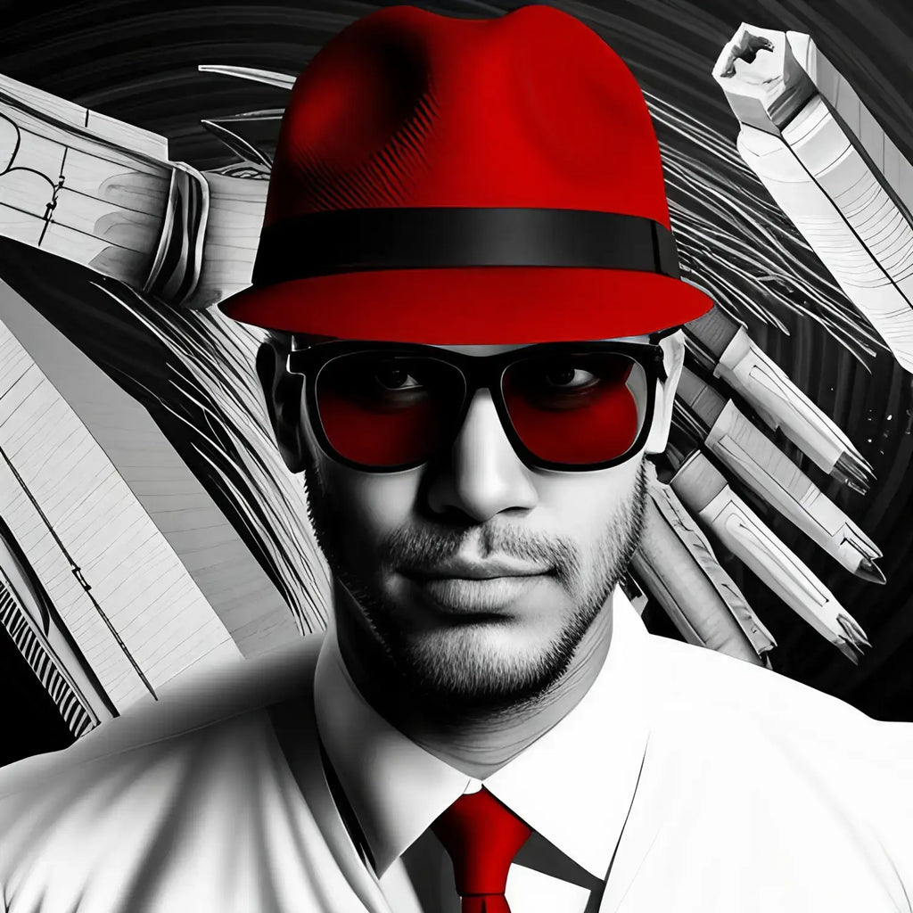 Person in red fedora and tie symbolizes overcoming darkness in tough times.