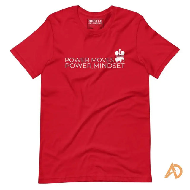 Red Power Mindset Tee by Hustle Culture with white logo on pre-shrunk fabric