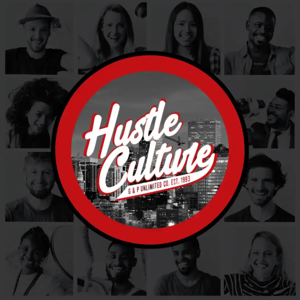 Red circular logo featuring Hustle Culture text over a cityscape for Life Enhancer GPT.