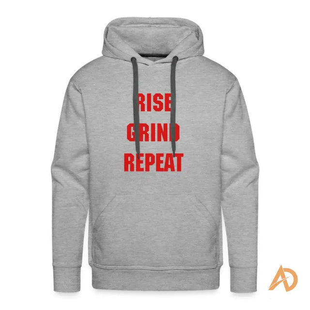 Red text on a grey Premium Hoodie featuring the Relentless Ambition Daily Manifesto