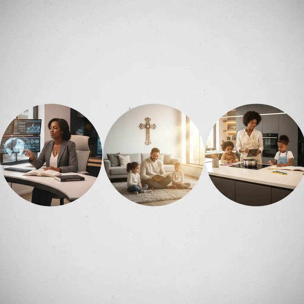 Round wooden cross with gold accents for Christian coaching and spiritual growth