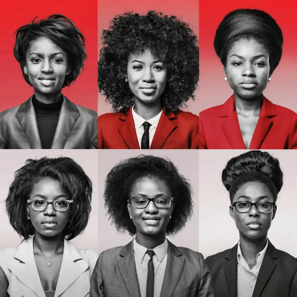 Six professional headshots of successful Black entrepreneurs on varied backgrounds.