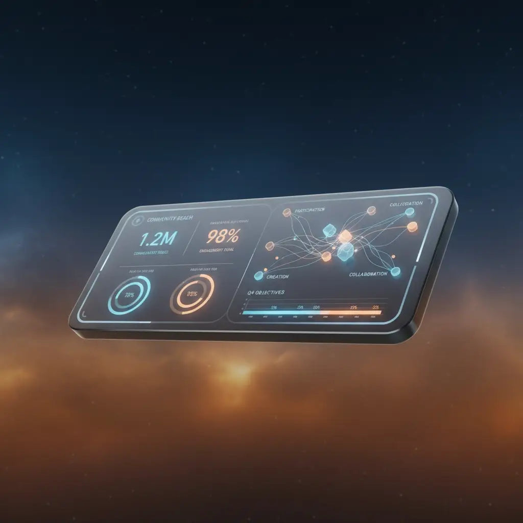 Futuristic transparent tablet showcasing data visualizations for digital faith leadership