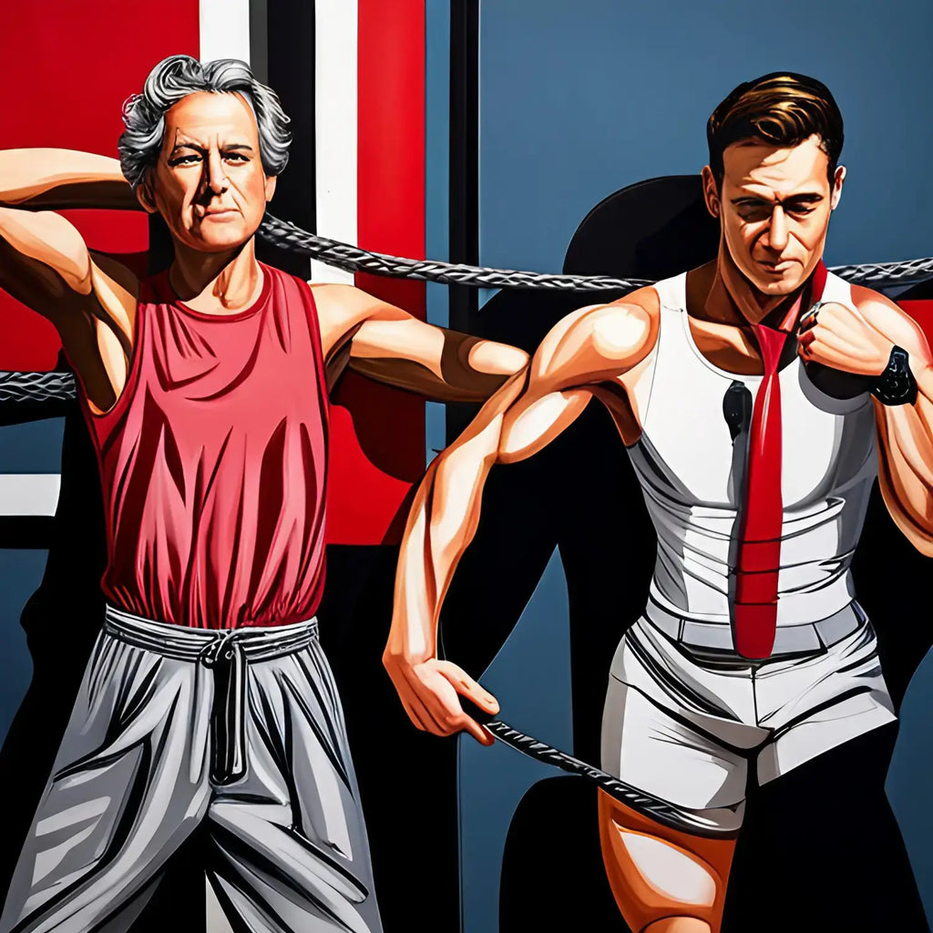 Stylized illustration of athletes showcasing creativity and strength in a fast-paced world.