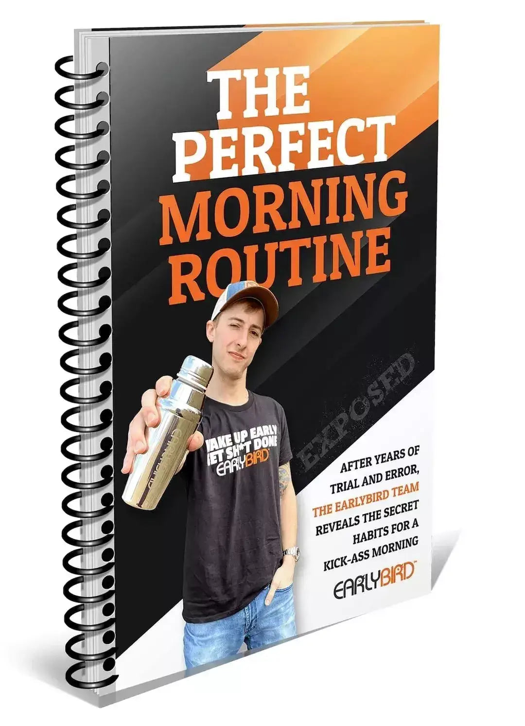 Man holding coffee mug with The Perfect Morning Routine book by Avodah Dynamics