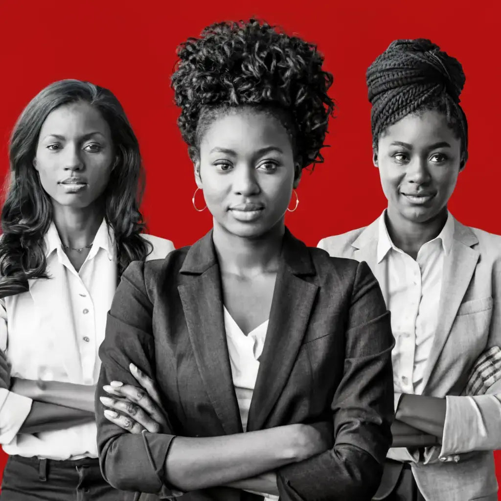 Three professional women in business attire exemplifying success for black entrepreneurs.