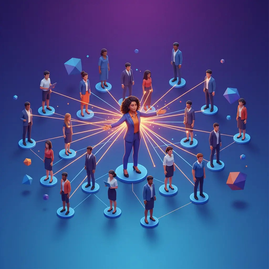 Blue and white geometric rug with red accents in faith-based leadership setting