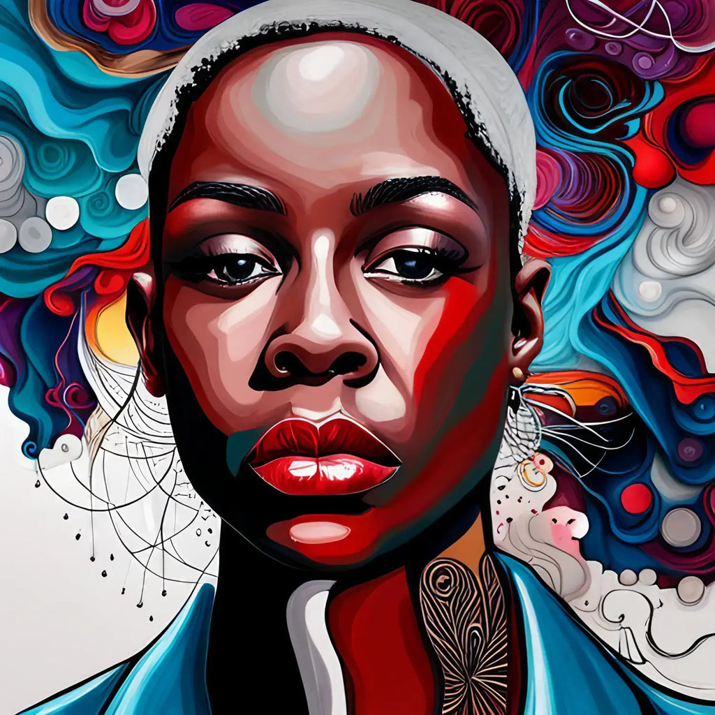 Vibrant digital portrait embodying hustle culture and redefining success through bold colors.